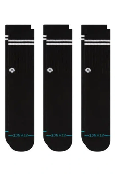 Stance Core 3-pack Cotton Blend Crew Socks In Black
