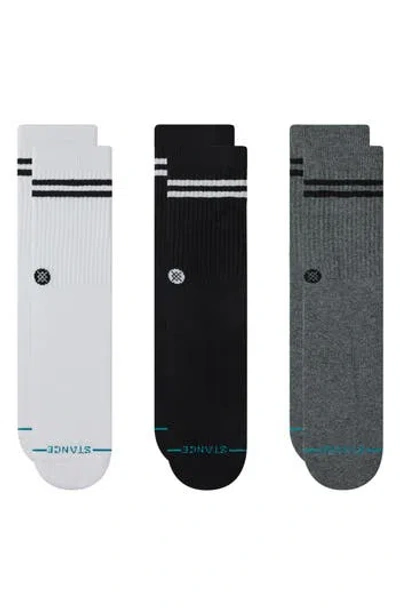 Stance Core 3-pack Cotton Blend Crew Socks In Black