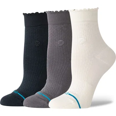 Stance Dainty Assorted 3-pack Quarter Socks In White/grey/black
