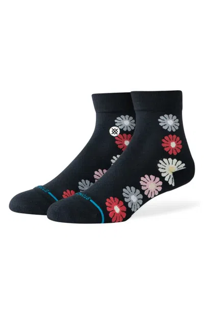 Stance Daisies Stretch Cotton Blend Quarter Socks In Black