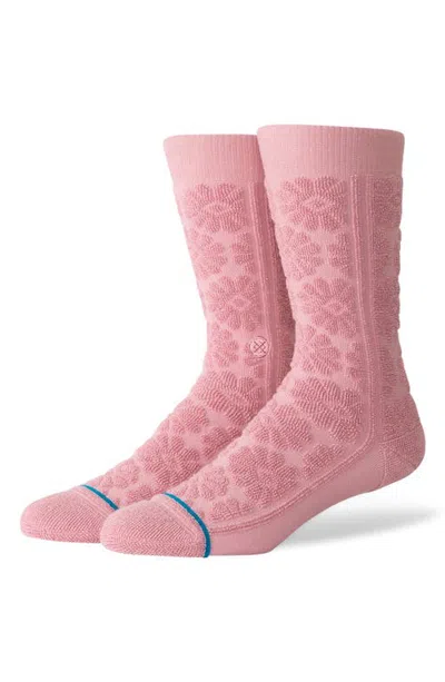 Stance Daisy Combed Cotton Blend Terry Crew Socks In Pink