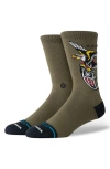 Stance Eagle Cotton Blend Crew Socks In Green