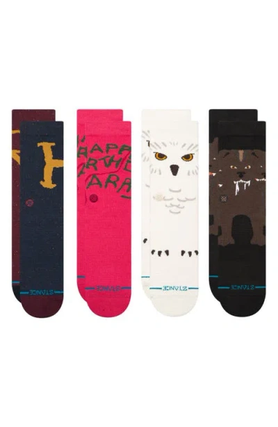 Stance Harry Potter Assorted 4-pack Cotton Blend Crew Socks Gift Box In White Multi