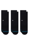 Stance Icon 3-pack Assorted Socks In Black