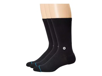 Stance Icon 3-pack Men's Crew Cut Socks Shoes Black: Md (men's Shoe 6-8.5)