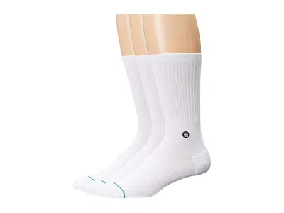 STANCE ICON 3-PACK MEN'S CREW CUT SOCKS SHOES WHITE: MD (MEN'S SHOE 6-8.5)