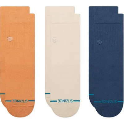 Stance Icon 3-pack Quarter Crew Socks In Orange