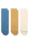 Stance Icon Assorted 3-pack Crew Socks In Cream