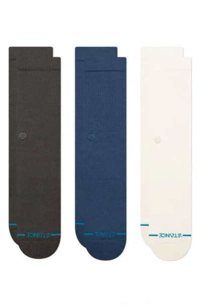 Stance Icon Assorted 3-pack Crew Socks In Gray