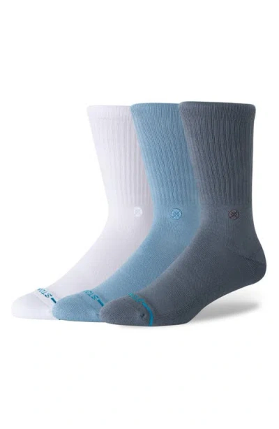 Stance Icon Assorted 3-pack Crew Socks In Blue