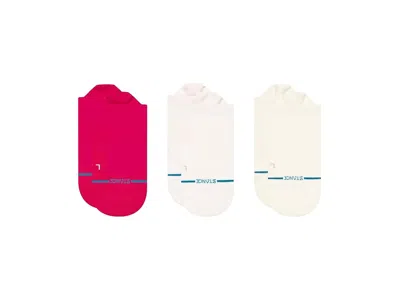 Stance Iconic Light Tab 3-pack Women's Crew Cut Socks Shoes Magenta: Md (women's Shoe 8-10.5) In Multi