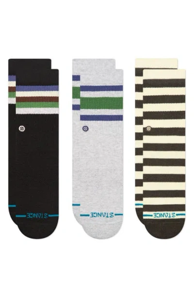 Stance Kids' Assorted 3-pack Evergreen Stripe Crew Socks In Lightheath
