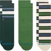 Stance Kids' Boyd Assorted 3-pack Crew Socks In Green