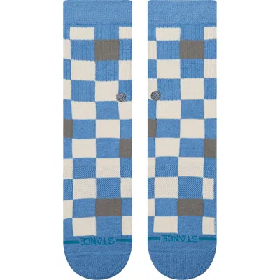 Stance Kids' Chef Check Stretch Cotton Blend Crew Socks In Blue