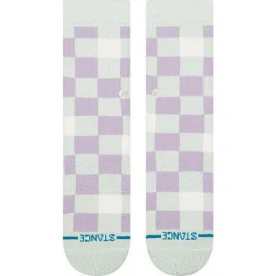 Stance Kids' Chef Check Stretch Cotton Blend Crew Socks In Purple