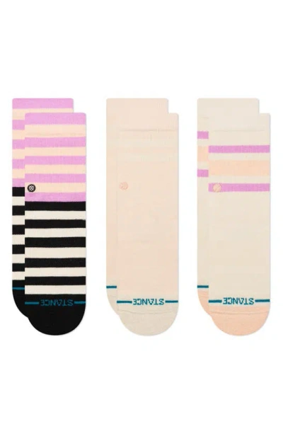 Stance Kids' Melodious Stripe Assorted 3-pack Crew Socks In Peach