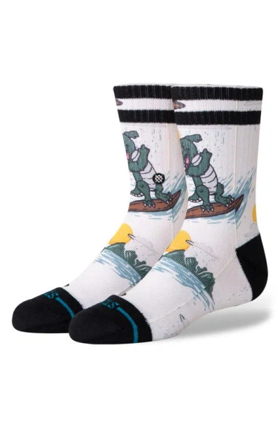 Stance Kids' Party Wave Crew Socks In Offwhite