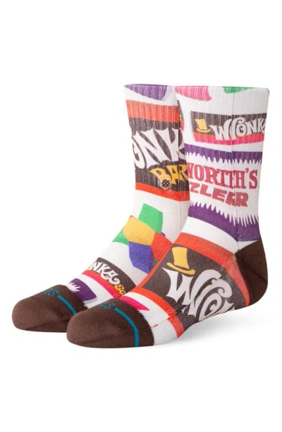 Stance Kids' Wonka Bars Crew Socks In Brown