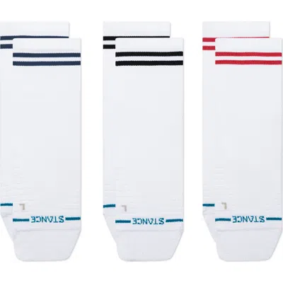 Stance Lined Up Performance Assorted 3-pack Mid Quarter Socks In White