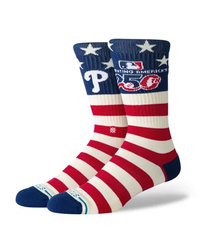 Stance Men's And Women's Philadelphia Phillies 250th Anniversary Stripe Ribbed Crew Socks In Red
