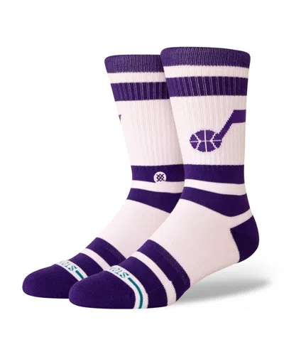 Stance Men's And Women's Utah Jazz Prep Stripe Crew Sock In White