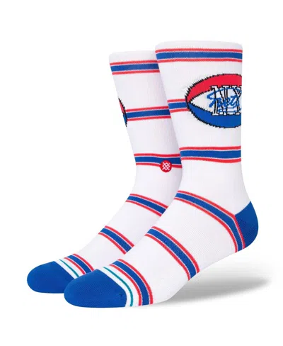 Stance Men's  Brooklyn Nets Hardwood Classics Stripes Crew Socks In White