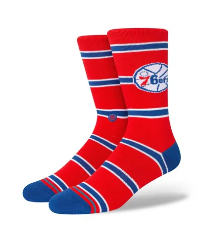 Stance Men's  Philadelphia 76ers Hardwood Classics Stripes Crew Socks In Red