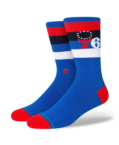 Stance Men's  Philadelphia 76ers Stripe Crew Socks In Blue