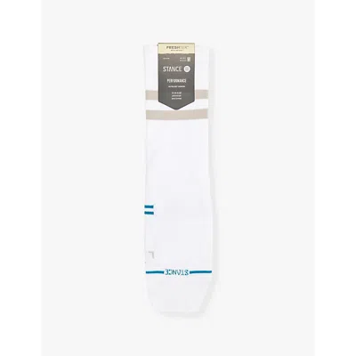 Stance Mens Wht Franchise Crew-length Striped Stretch-woven Socks