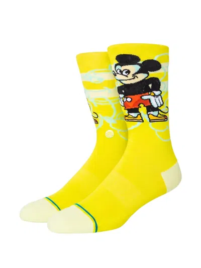 Stance "mickey Mouse" Crew Socks In Yellow