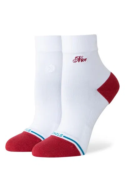 Stance Naughty Or Nice Cotton Blend Quarter Socks In White