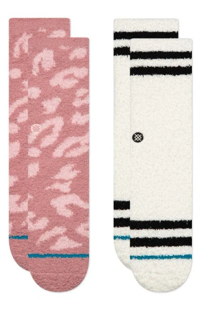 Stance Purrfect Assorted 2-pack Stretch Cotton Crew Socks Gift Box In Dustyrose