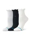 Stance Ruffle Icon Assorted 3-pack Quarter Socks In Gray