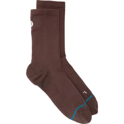 Stance Solid Mid Ribbed Crew Socks In Brown