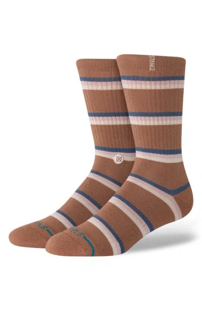 Stance Strata Stripe Crew Socks In Brown