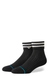 Stance Stripe Roll Cuff Quarter Socks In Black