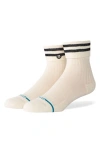 Stance Stripe Roll Cuff Quarter Socks In Canvas