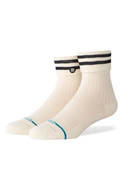 Stance Stripe Roll Cuff Quarter Socks In Canvas