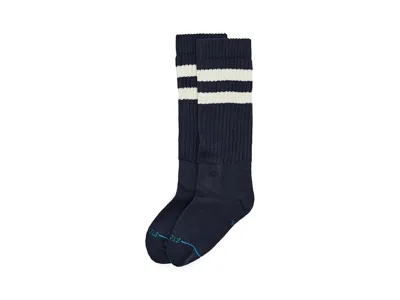 Stance Stripe Slouch Sock Navy Stripe: Sm (women's Shoe 5-7.5) One Size In White