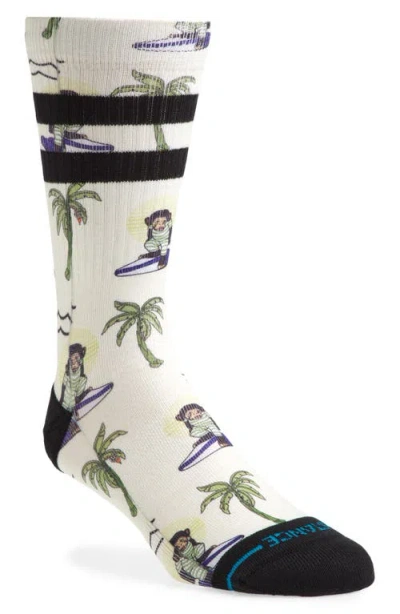 Stance Surfin' Monkey Crew Socks In White