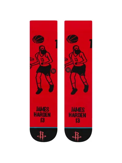Stance X Nba James Harden Stencil Crew Socks In Red