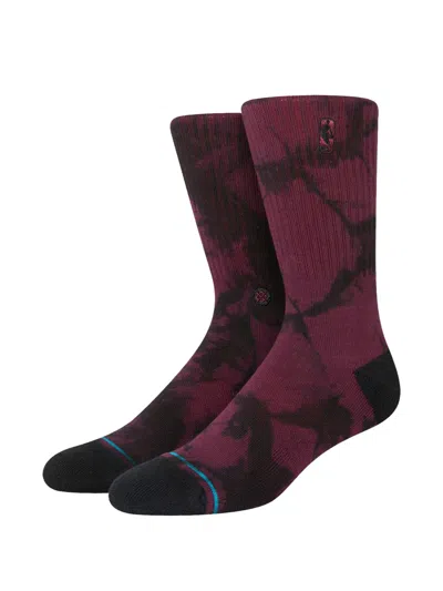 Stance X Nba Logoman Tie-dye Socks In Burgundy