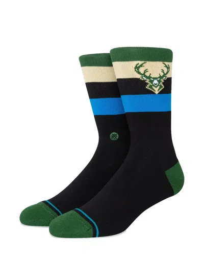 Stance X Nba Milwaukee Bucks St Crew Dark Green Socks A555c22buc-dng In Black