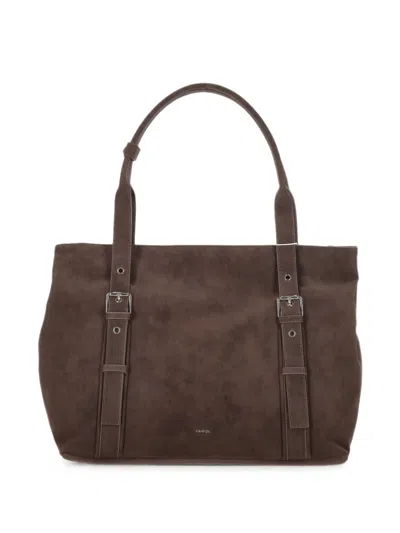 Stand Oil Buckle-detail Tote Bag In Brown