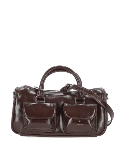Stand Oil Chubby Half Pocket Tote Bag In Brown