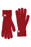 Stand Oil Heart Stud Knit Gloves In Red