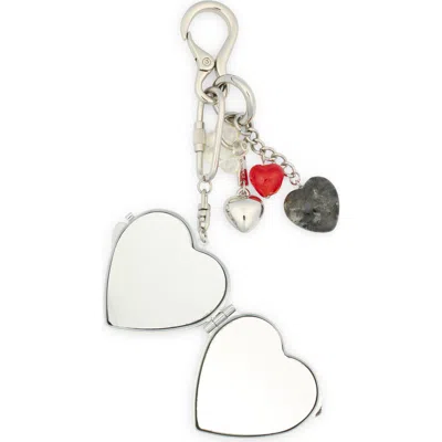 Stand Oil Mirror Heart Charm Key Ring In Silver
