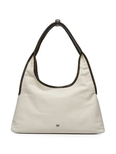 Stand Oil Ringo Logo-plaque Canvas Shoulder Bag In White