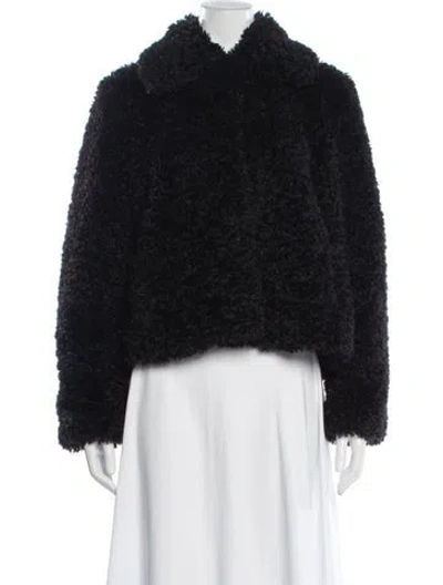 Pre-owned Stand Studio Alpaca Faux Fur Jacket In Black
