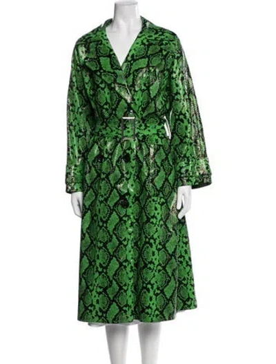 Pre-owned Stand Studio Animal Print Coat In Green